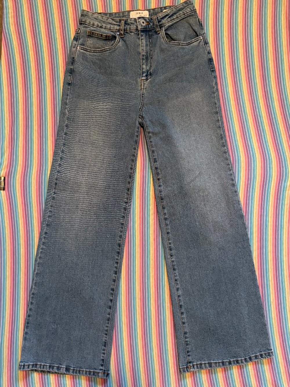 Cotton On Medium Wash High Waisted Stretch Wide Leg Jeans Size 6